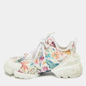 مملوكة مسبقًا Dior D-Connect Size 38 Multicolor Fabric and Leather Low Top Sneakers