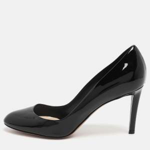 Pre Owned Dior Size 38 Black Patent Leather Round Toe Pumps