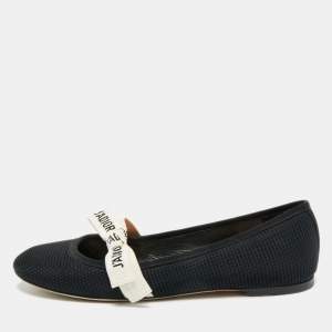مملوكة مسبقًا Dior J'Adior Size 38.5 Black Mesh Ballet Flats