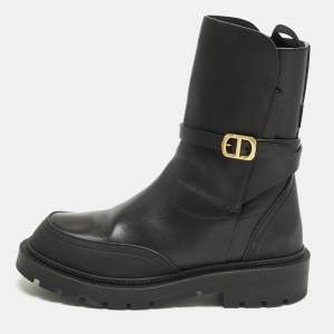 مملوكة مسبقًا Dior Empreinte Size 40 Black Leather Ankle Boots