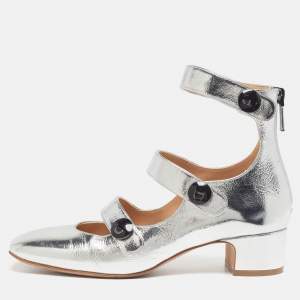 مملوكة مسبقًا Dior Baby-D Size 35.5 Silver Foil Leather Strappy Pumps