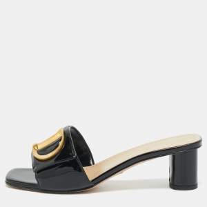 مملوكة مسبقًا Dior C'est Dior Size 37 Black Patent Leather Slide Sandals