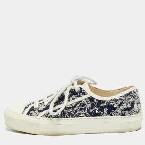 مملوكة مسبقًا Dior Walk'n'Dior Size 38.5 Navy Blue Knit Fabric Low Top Sneakers