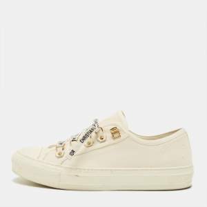 مملوكة مسبقًا Dior Walk'n'Dior Size 39 White Canvas Low Top Sneakers