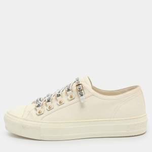 مملوكة مسبقًا Dior Walk'n'Dior Size 37 White Canvas Low Top Sneakers