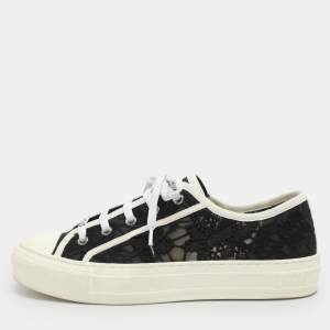 مملوكة مسبقًا Dior Walk'n'Dior Size 38 Black/White Lace and Mesh Low Top Sneakers