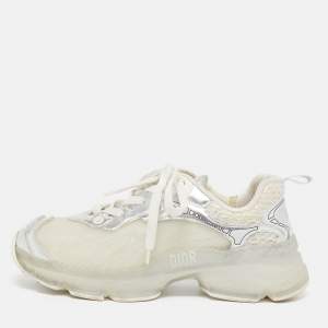 Pre Owned Dior Vibe Size 37 Tricolor Foil Leather and Rubber Lace Up Sneakers