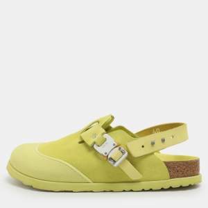 Pre Owned DIOR x Birkenstock Tokio Size 40 Yellow Suede Mule Sandals 
