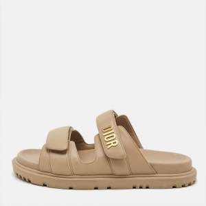 مملوكة مسبقًا صندل ديور حزام كاحل جلد بيج مقاس 39