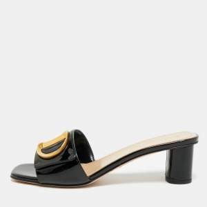 Pre Owned Dior C'est Dior Size 38 Black Patent Leather Slide Sandals