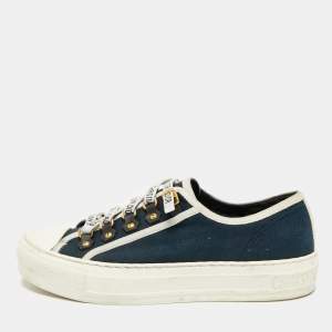 مملوكة مسبقًا Dior Walk'n'Dior Size 37 Navy Blue Canvas Low Top Sneakers