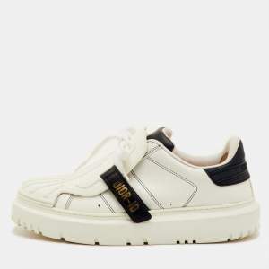 مملوكة مسبقًا Dior ID Size 39.5 White/Navy Blue Leather and Rubber Lace Up Sneakers