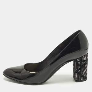 مملوكة مسبقًا Dior Size 39.5 Black Patent Leather Block Heel Pumps