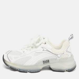 Pre Owned Dior Vibe Size 37.5 White Leather and Mesh and Rubber Lace Up Sneakers