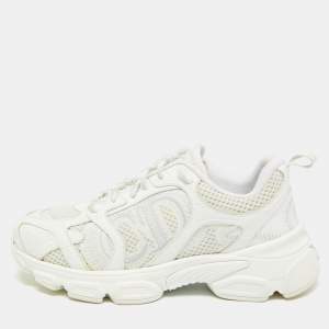 Pre Owned Dior Chrono Size 37.5 White Mesh Low Top Sneakers