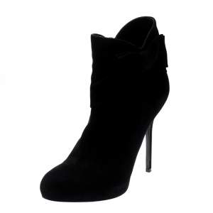 Pre Owned بوت للكاحل ديور سويدي أسود بفيونكة مزينة نعل سميك مقاس 40