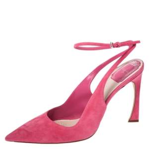 Dior Pink Suede Pointed Toe Ankle Strap Sandals Size 40