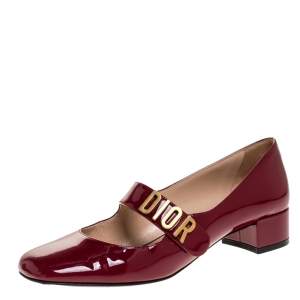 Pre Owned Dior Dark Red Patent Leather Baby-D Mary Jane Pumps Size 36