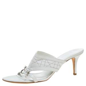 Dior White Cannage Leather Slide Sandals Size 41.5