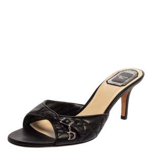 Pre Owned Dior Black Cannage Leather Buckle Open Toe Sandals Sandals Size 39