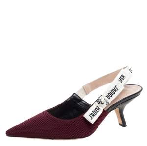 Pre Owned Dior Burgundy Technical Fabric J'adior Slingback Sandals Size 39