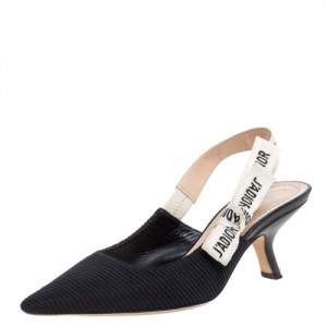 مملوكة مسبقًا Dior Black Technical Canvas J'adior Slingback Sandals Size 36