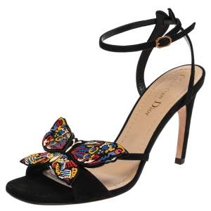 Dior Black Suede D-Butterfly Ankle Strap Sandals Size 38