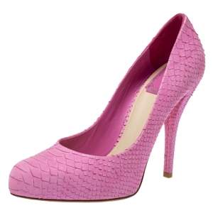 Dior Pink Python Embossed Leather Pointed Toe Pumps Size 38 