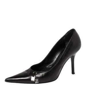Dior Black Leather Dice Pointed Toe Pumps Size 36