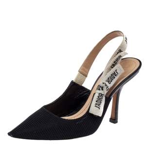 مملوكة مسبقًا Dior Black Fabric J'Adior Slingback Pumps Size 38