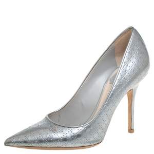 Christian Dior Silver Leather Slip On  Pumps Size 35