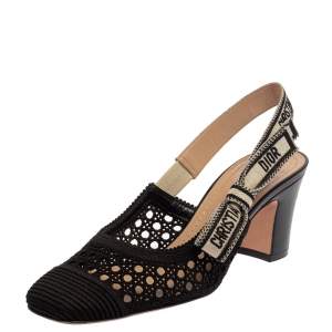 Dior Black Fabric Moi Slingback Sandals Size 37