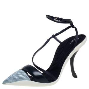 Dior Grey//Black Leather And Fabric Def Cruise Pointed Toe Pumps Size 39