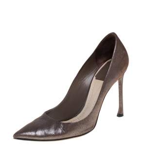 Dior Iridescent Brown Suede Cherie Pointed Toe Pumps Size 34.5 