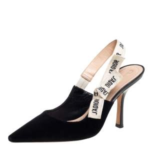 مملوكة مسبقًا Dior Black Suede J'adior Slingback Pumps Size 38.5