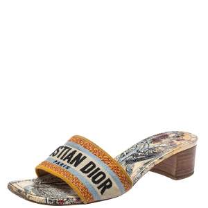 Dior Multicolour Canvas D-way Slide Sandals Size 38