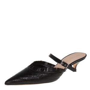Dior Black Woven Leather Teddy-D Mule Sandals Size 40