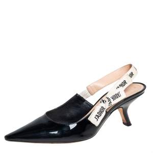 Pre Owned Dior Black Patent Leather J'adior Slingback Pumps Size 40