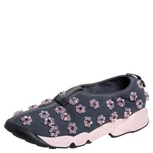 مملوكة مسبقًا Dior Grey Mesh Fusion Embellished Sneakers Size 39