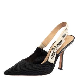 Pre Owned Dior Black/White Fabric J'adior Slingback Sandals Size 40