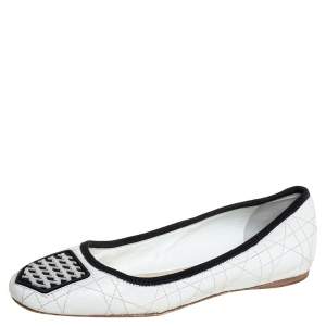 حذاء فلات باليه ديور جلد أبيض مقاس 36.5 
