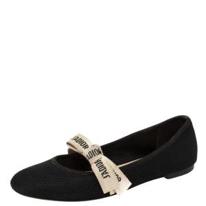 مم لوكة مسبقًا Dior Black Technical Fabric Miss J'Adior Ballerina Flats Size 35.5