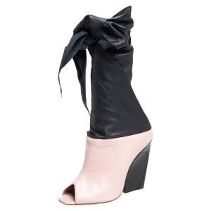 مملوكة مسبقًا Dior Pink/Black Leather Wrap Around Booties Size 37