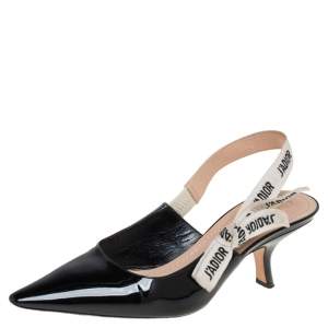 Pre Owned Dior Black Patent Leather J'Adior Slingback Sandals Size 40