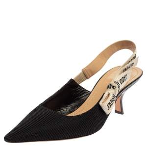 Pre Owned صندل ديور جاديور كانفاس تيكنيكال أسود مقدمة مدببة حزام كاحل مقاس 39.5 