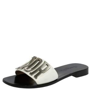 Dior White Leather Diorevolution Flat Slides Size 38
