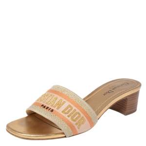 مملوكة مسبقًا صندل سلايد ديور دواي مزيج قطن متعدد الألوان مقاس 38.5