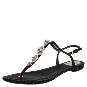 Dior Black Crystal Embellished Suede Cage Sandals Size 39 Dior | TLC