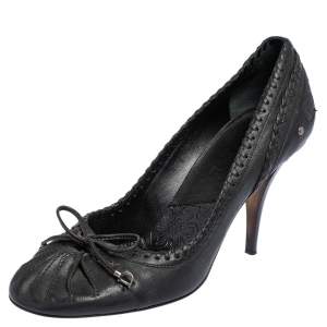 Dior Black Leather Country Horn Pumps Size 38