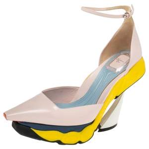 Pre Owned Dior tricolor Leather Sneaker Ankle Strap Pumps Size 38.5